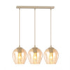 Suspension Istar 3 lumières beige, verre ambré, H 14 cm