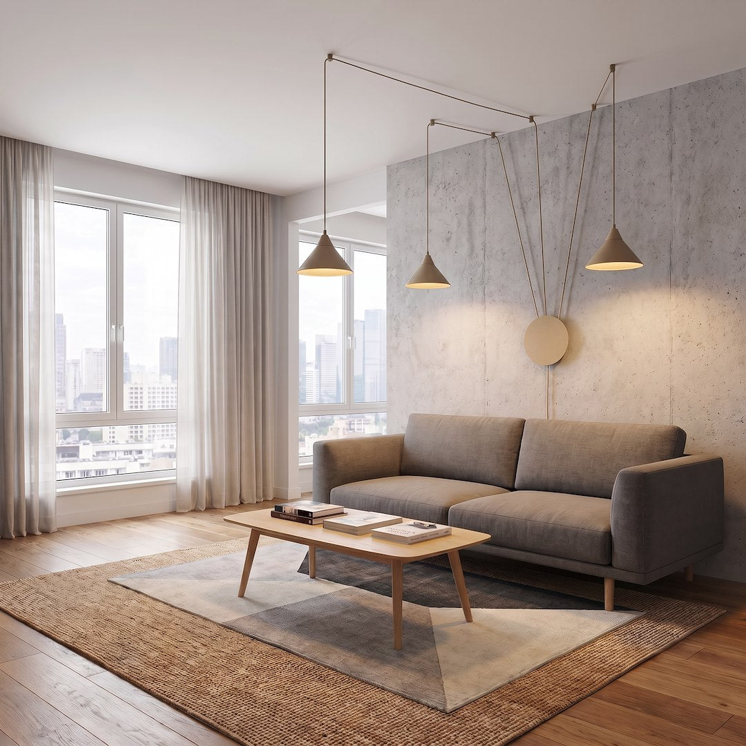 Suspension Abramo 3 lumières beige