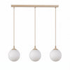 Suspension Cosmo 3 lumières beige, verre blanc, H 14 cm