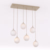 Suspension Cosmo 6 lumières beige, verre blanc