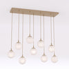 Suspension Cosmo 9 lumières beige, verre blanc