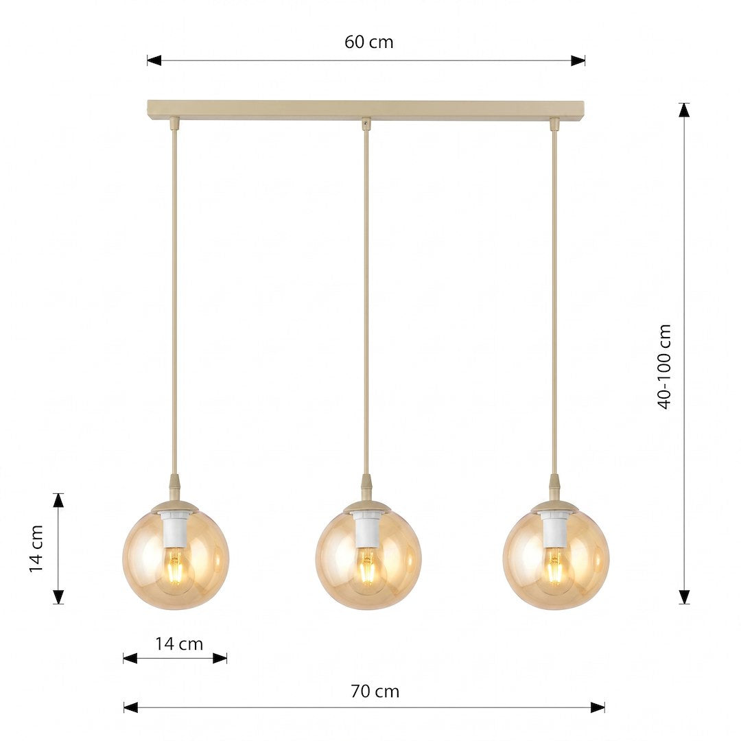 Schéma de dimensions avec largeur 60 cm, hauteur réglable 40 à 100 cm, diamètre 14 cm.