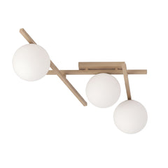 Plafonnier Smart 3 lumières beige, verre blanc