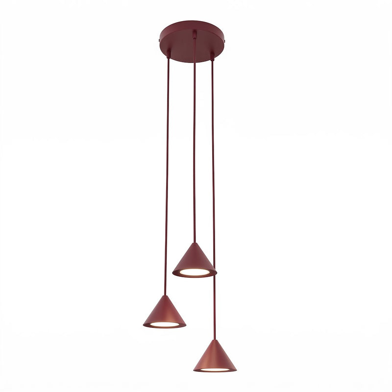 Suspension Elit 3 lumières bordeaux, H 20 cm
