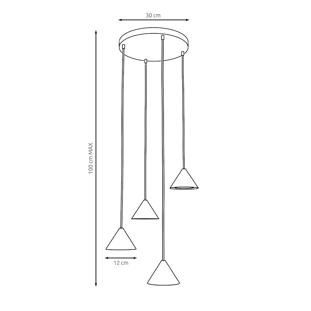 Suspension Elit 4 lumières bordeaux