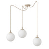 Suspension Gigi 3 lumières beige, verre blanc