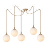 Suspension Gigi 5 lumières beige, verre blanc