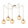 Suspension Gigi 5 lumières beige, verre ambré