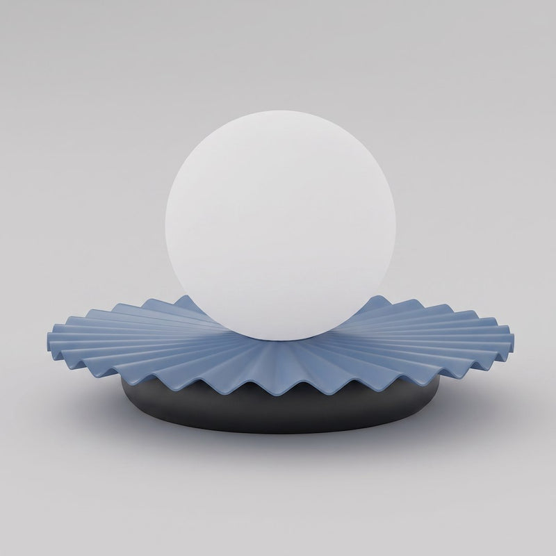 Lampe à poser Umbra bleue, verre blanc