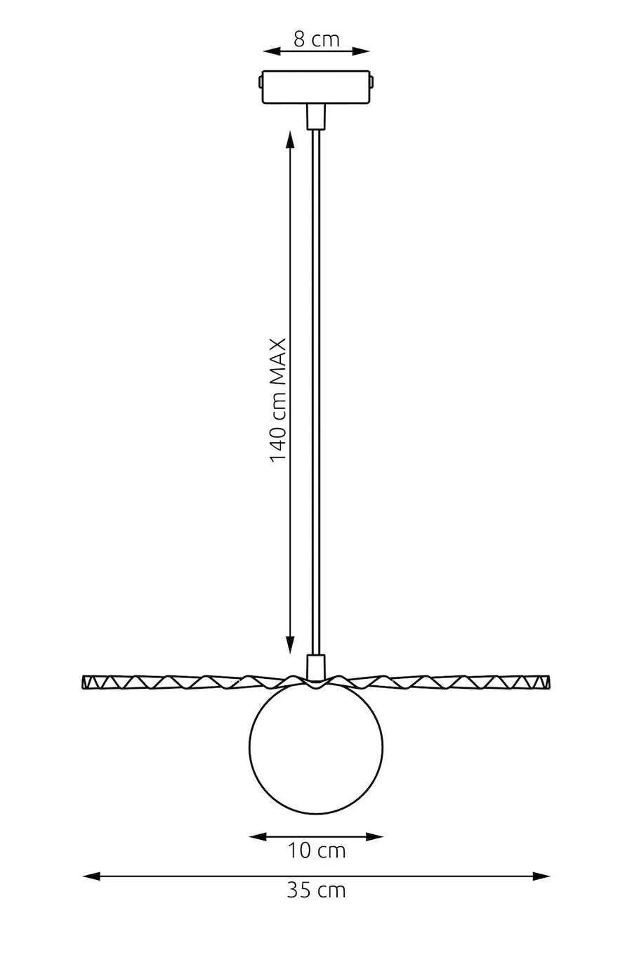 Suspension Umbra corail, verre blanc