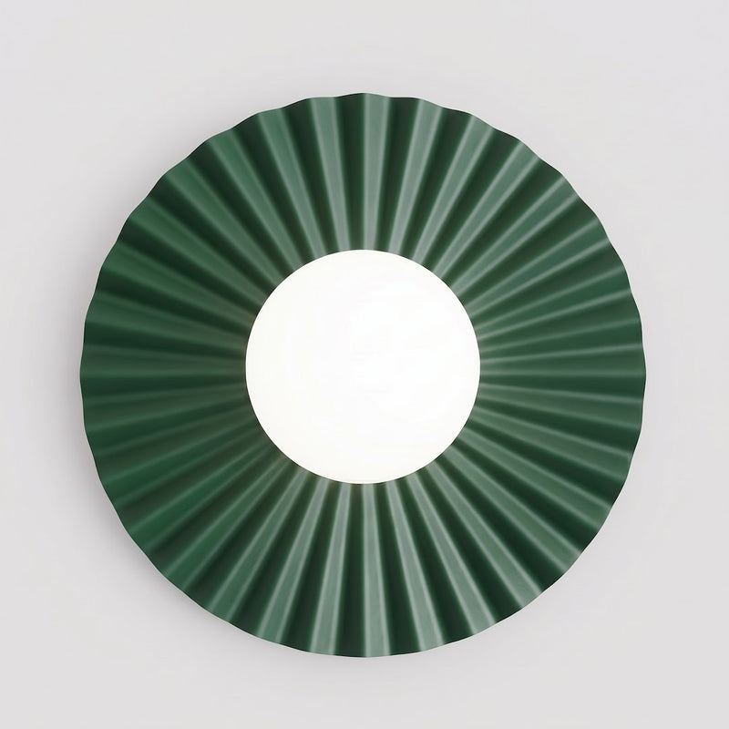 Applique murale Umbra verte, verre blanc, P 25 cm