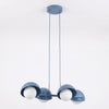 Suspension Boom 4 lumières bleue, verre blanc
