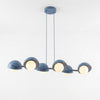 Suspension Boom 6 lumières bleue, verre blanc