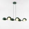 Suspension Boom 4 lumières verte, verre blanc