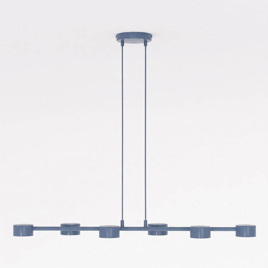 Vue de face du luminaire, barre horizontale et deux câbles verticaux