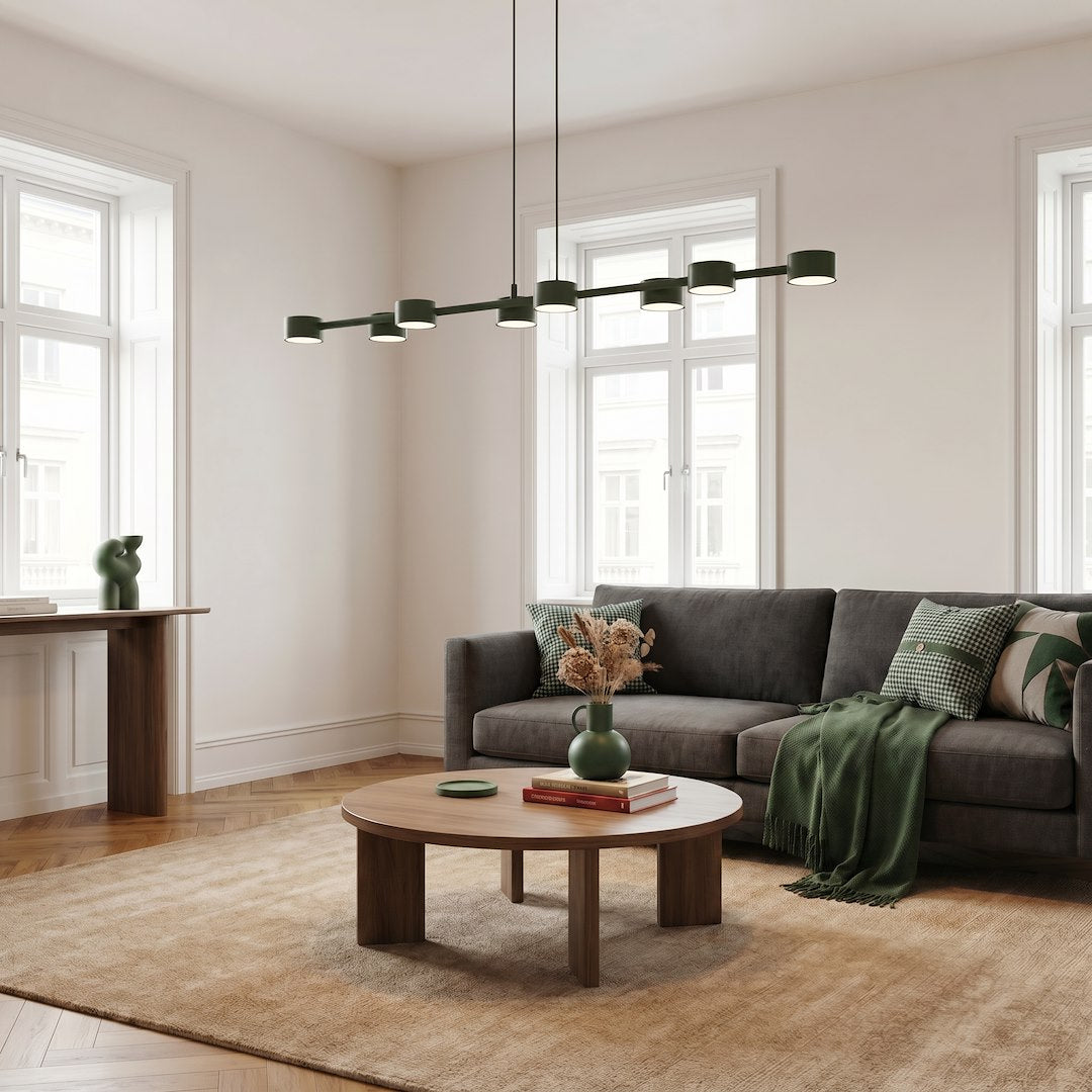 Suspension Megara 8 lumières verte