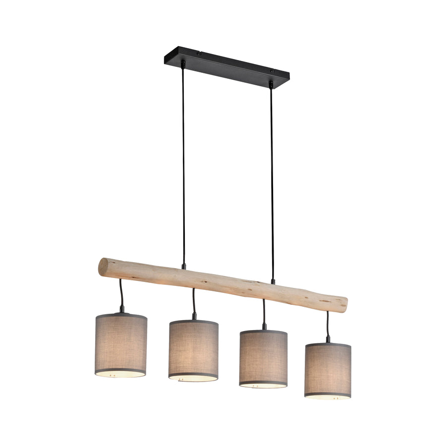 Suspension Green Trib 4 lumières bois et beige