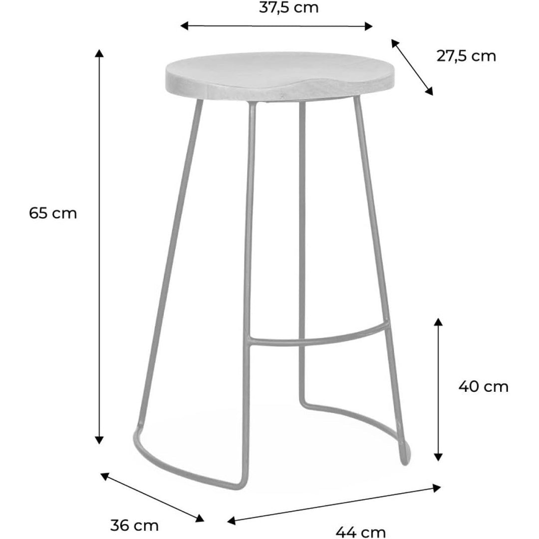 Alice'S Home - Lot De 2 Tabourets De Bars Bois De Manguier Naturel Et Acier. Avec Repose Pieds. 65Cm | Designix - Amazon    - https://designix.fr/