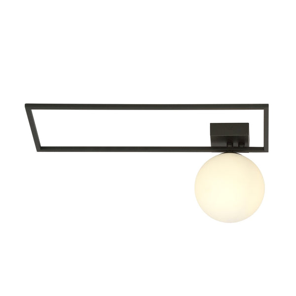 Plafonnier Imago 1 lumière noir, verre opale, version A