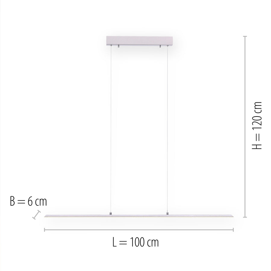 Suspension Pure-Lite argentée, P 100 cm