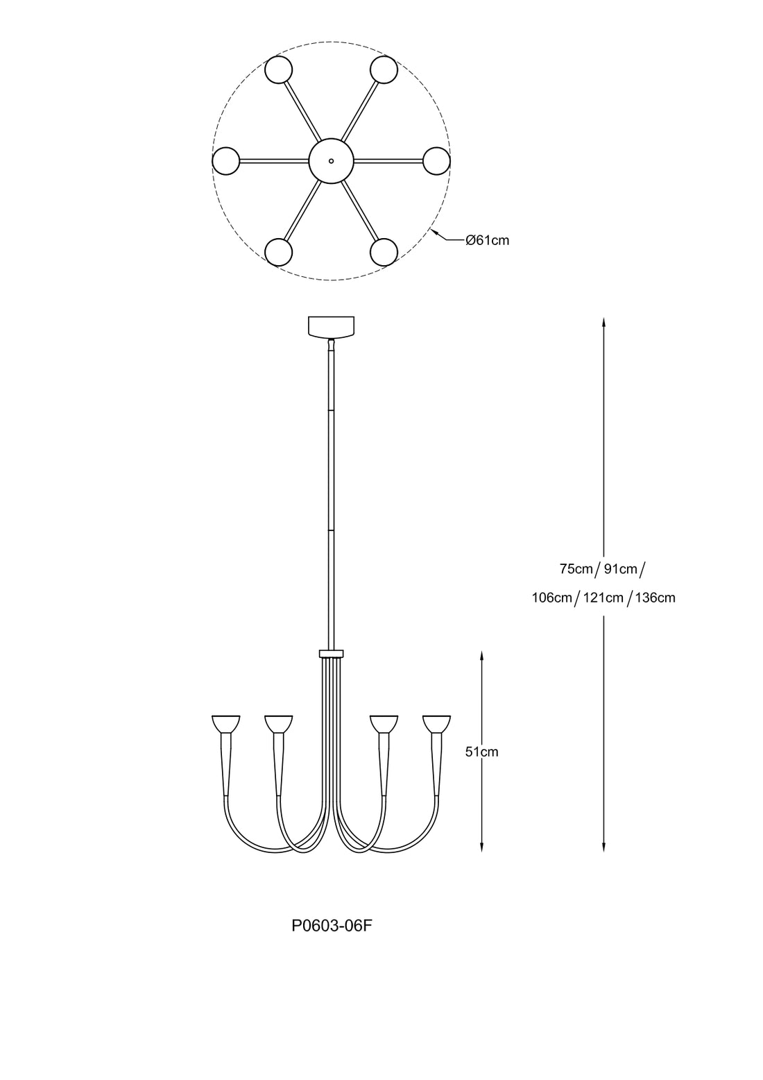 Suspension luminaire | Boston H 136 cm