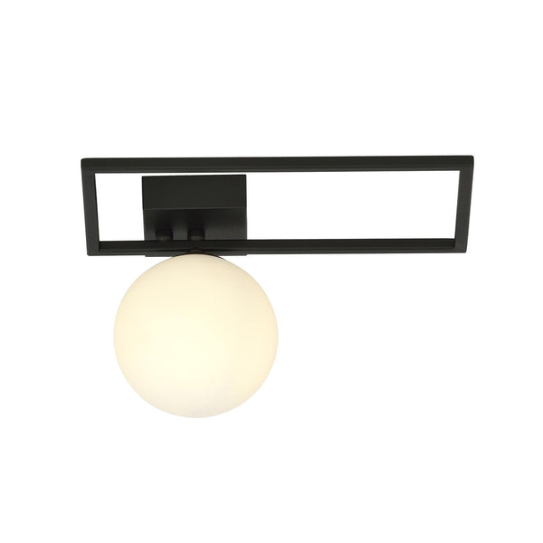Plafonnier Imago 1 lumière noir, verre opale, version D