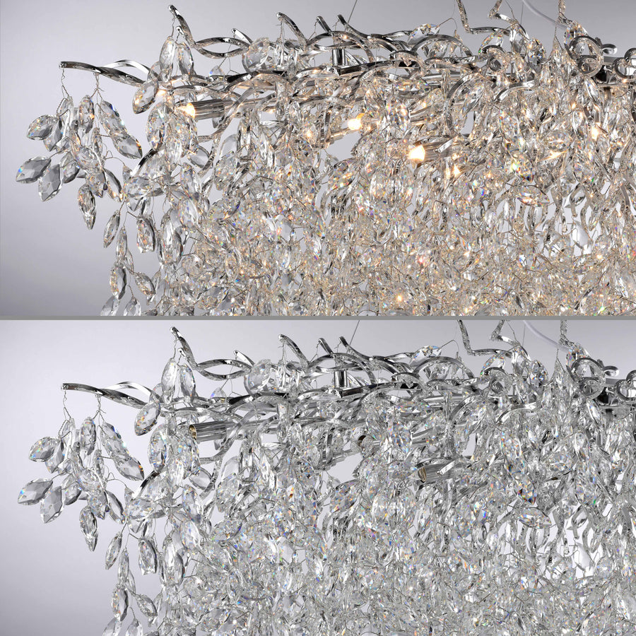 Suspension Ricicle 16 lumières chromée, cristal