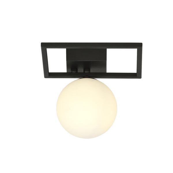Plafonnier Imago 1 lumière noir, verre opale, version E
