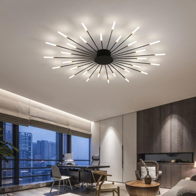 plafonnier-salon-design | Designix - Luminaire Plafonnier Noir 130 cm - https://designix.fr