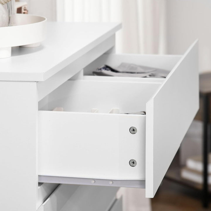 Commode 6 Tiroirs Meuble De Rangement Sans Poignées Design Minimaliste - 80 X 39 X 115 Cm - Blanc | Designix - Amazon    - https://designix.fr/