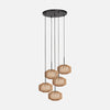 Suspension 5 abat-jours corde naturelle, cascade Ø 50 cm | Nusa