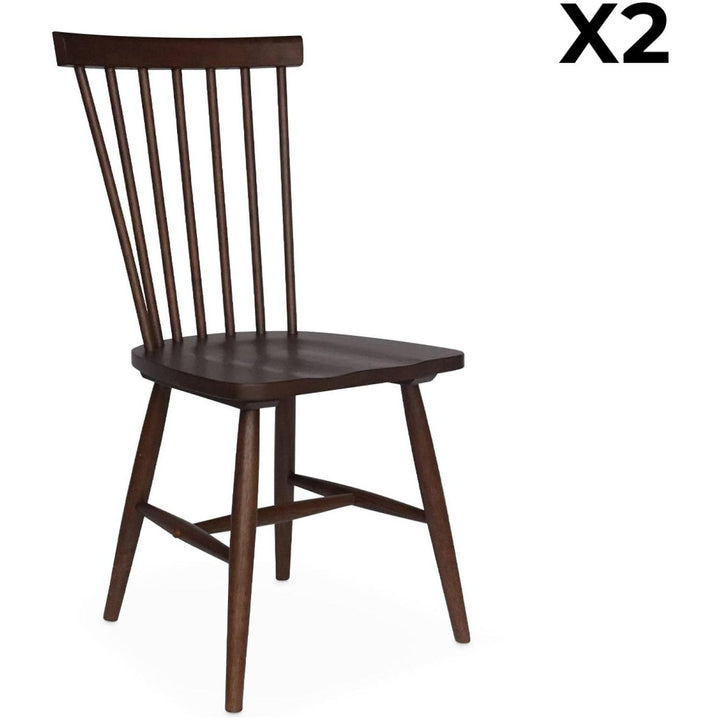 Alice'S Home - Lot De 2 Chaises Noyer À Barreaux En Bois D'Hévéa. Romie. L 50.8 X P 44.2 X H 90Cm. | Designix - Amazon    - https://designix.fr/