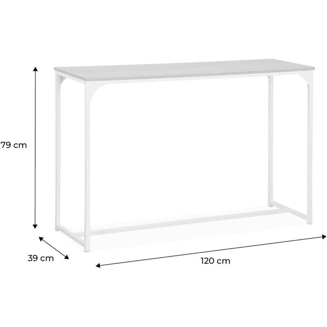 Alice'S Home - Console En Métal Blanc Mat Et Décor Bois. 120X39X79Cm - Loft - Table D'Appoint Avec 1 Barre De Renfort | Designix - Amazon    - https://designix.fr/