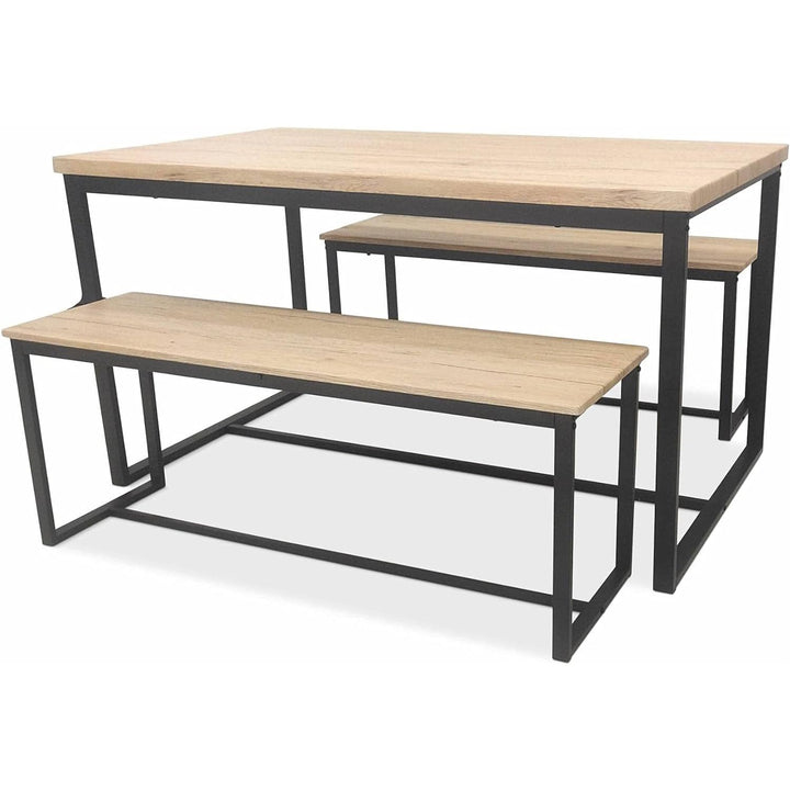 Alice'S Home - Set LOFT Table Rectangulaire En Acier Noir L140X L80 X H75Cm. 2 Bancs De L120X L35X H46Cm. 4 Places | Designix - Amazon    - https://designix.fr/