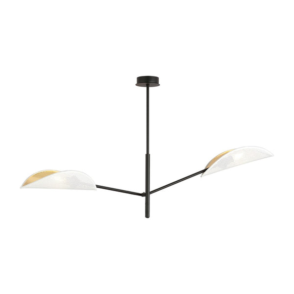 Plafonnier Vene 2 lumières blanc et doré