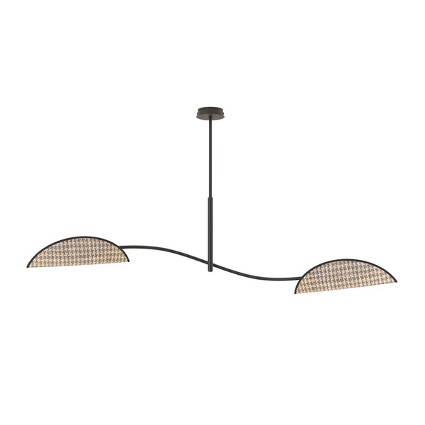 Suspension Lotus 2 lumières noire
