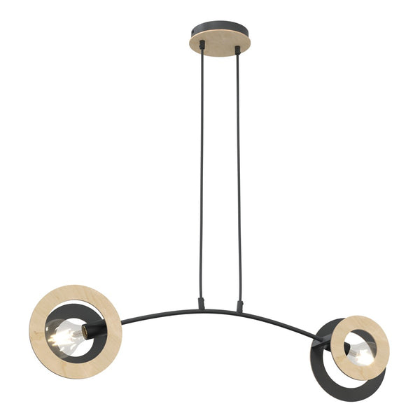 Suspension Skiva 2 lumières noire