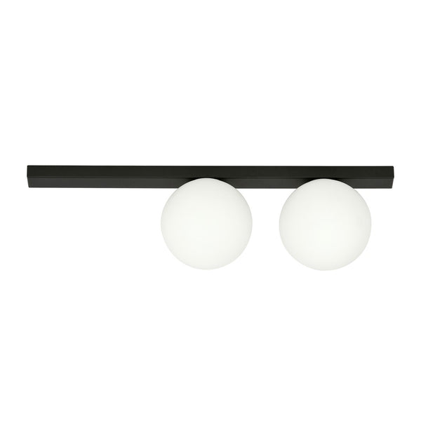 Plafonnier Fit 2 lumières noir, verre opale