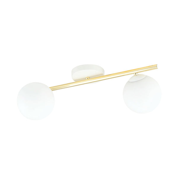 Plafonnier Splendi 2 lumières blanc, verre opale