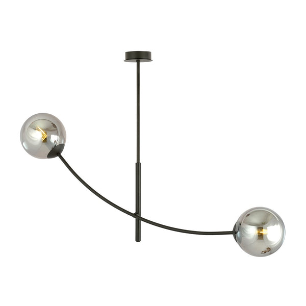 Plafonnier Hunter 2 lumières noir, verre graphite