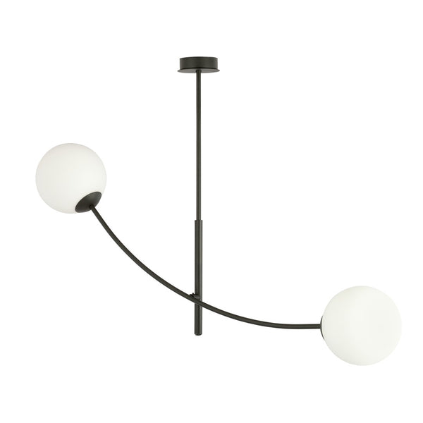 Plafonnier Hunter 2 lumières noir, verre opale