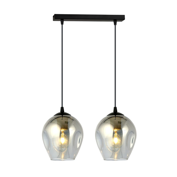 Suspension Istar 2 lumières noire, verre graphite