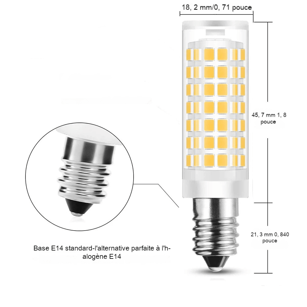 2 Ampoules LED E14 Puissantes Blanc Froid | Lueur Polaire - Designix Ampoules LED 6000K Blanc Froid 3W 33 LEDS
