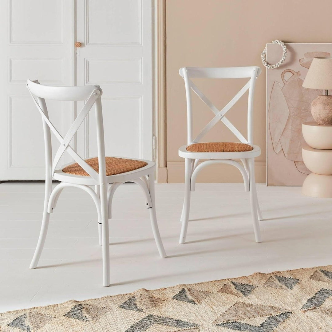 2 Chaises Bistrot Bois Rotin | Roh - Designix Chaises