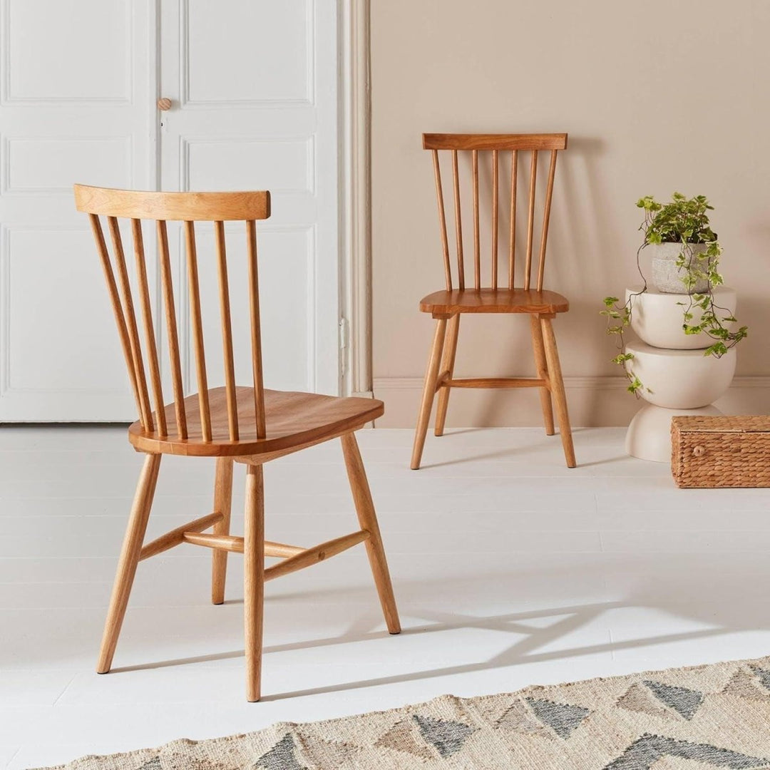2 Chaises Bois Hévéa Classique | Horizon - Designix Chaises