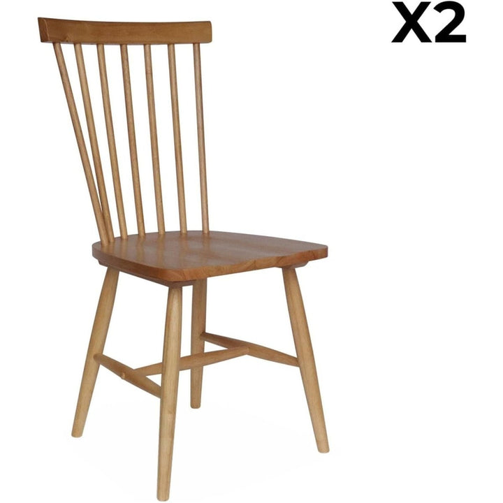 2 Chaises Bois Hévéa Classique | Horizon - Designix Chaises
