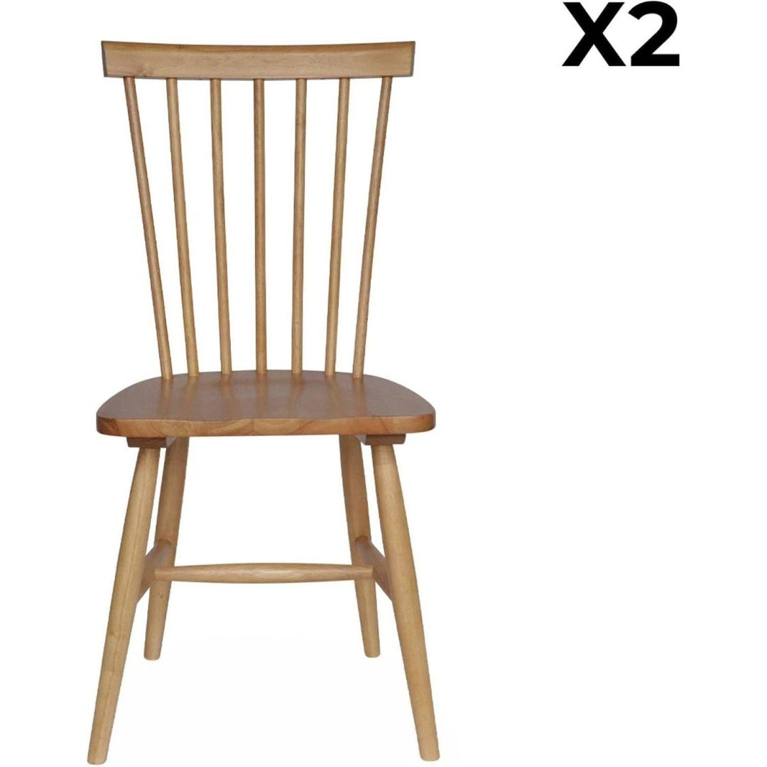 2 Chaises Bois Hévéa Classique | Horizon - Designix Chaises