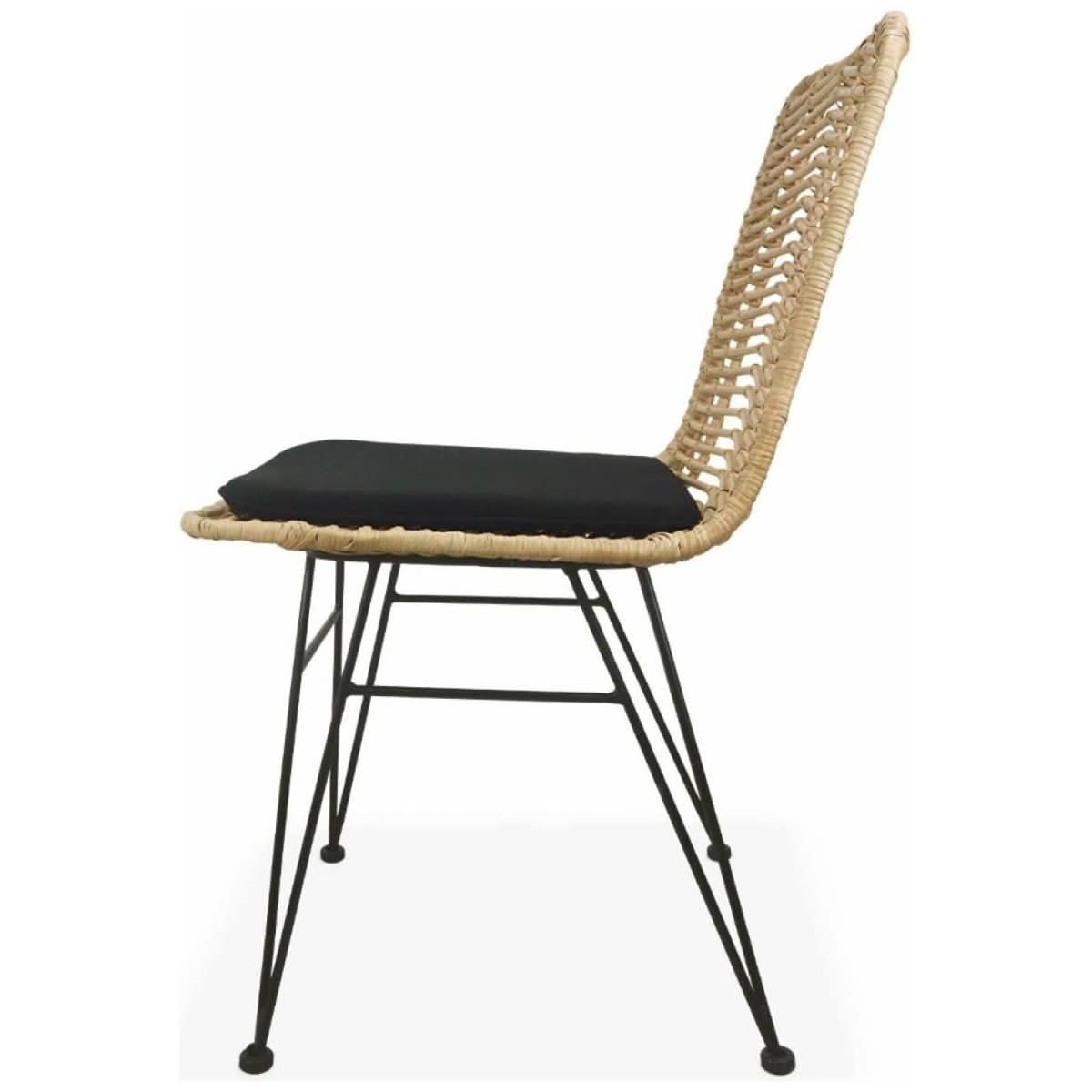 2 Chaises Rotin Métal Noir | Duvet - Designix Chaises