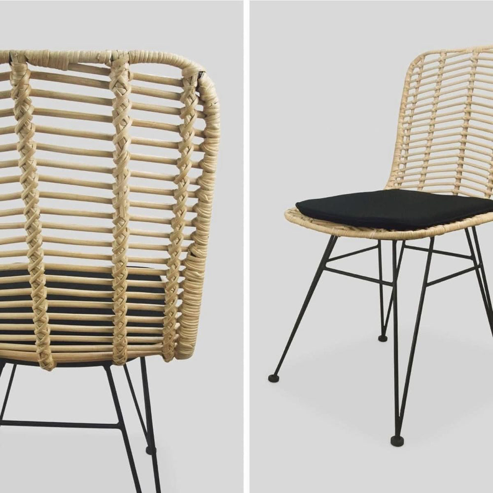 2 Chaises Rotin Métal Noir | Duvet - Designix Chaises