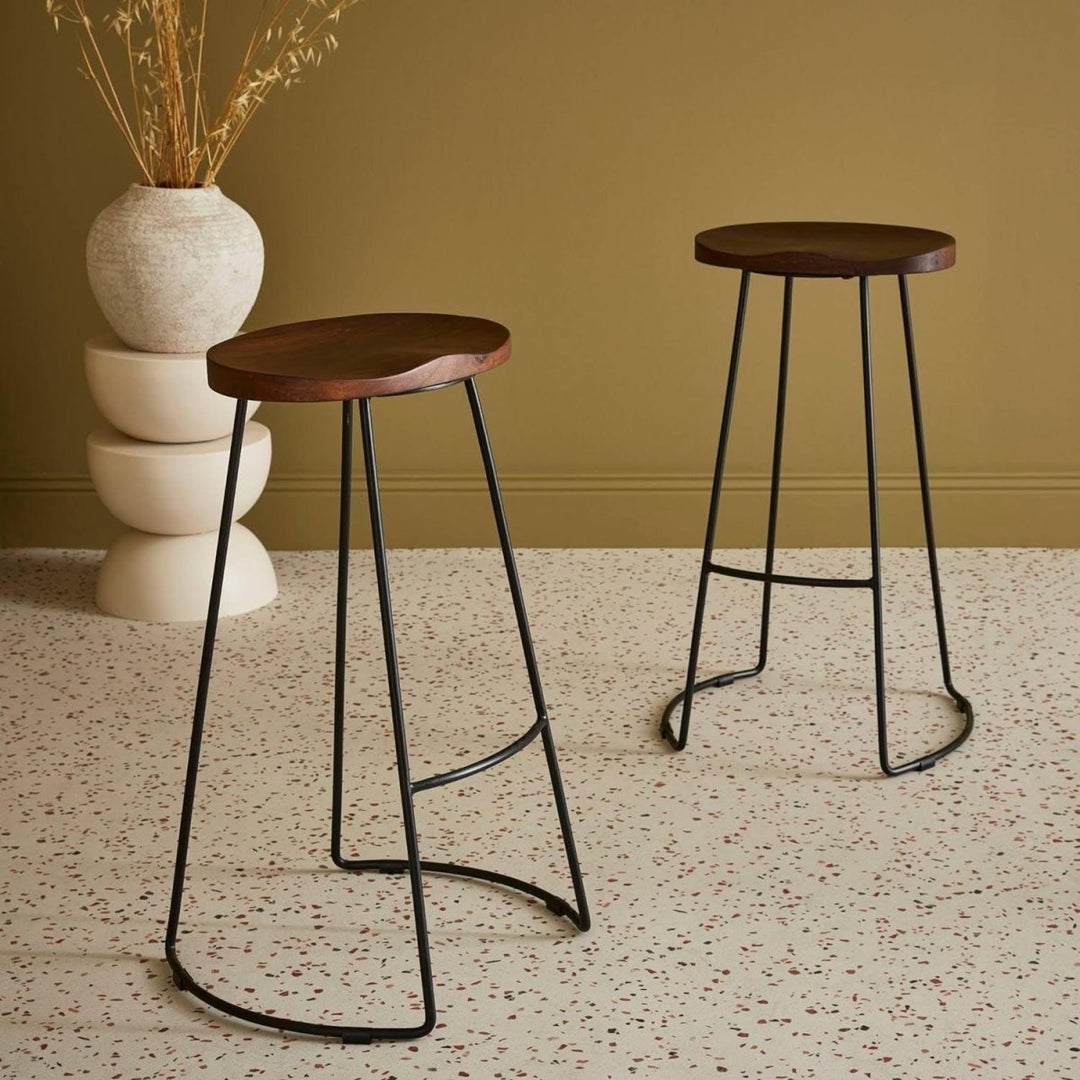 2 Tabouret Bar Bois Manguier | Flot - Designix Tabouret